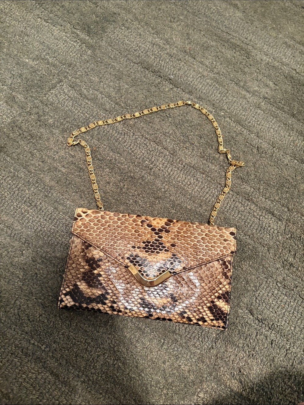 Vintage Varon Genuine Snakeskin Envelope Clutch Chain Shoulder Bag